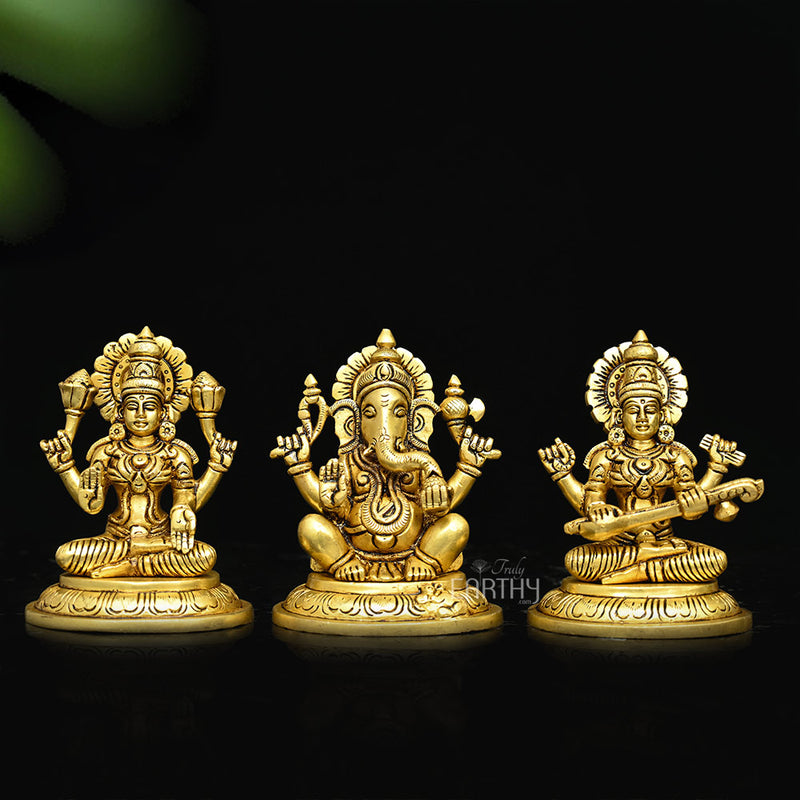 Ganesha, Lakshmi & Saraswati Idol set