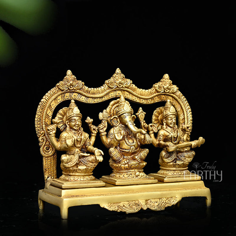 Lakshmi Ganesha Saraswati In Brass