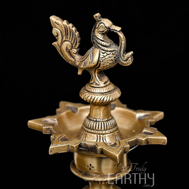 brass diya, closeup