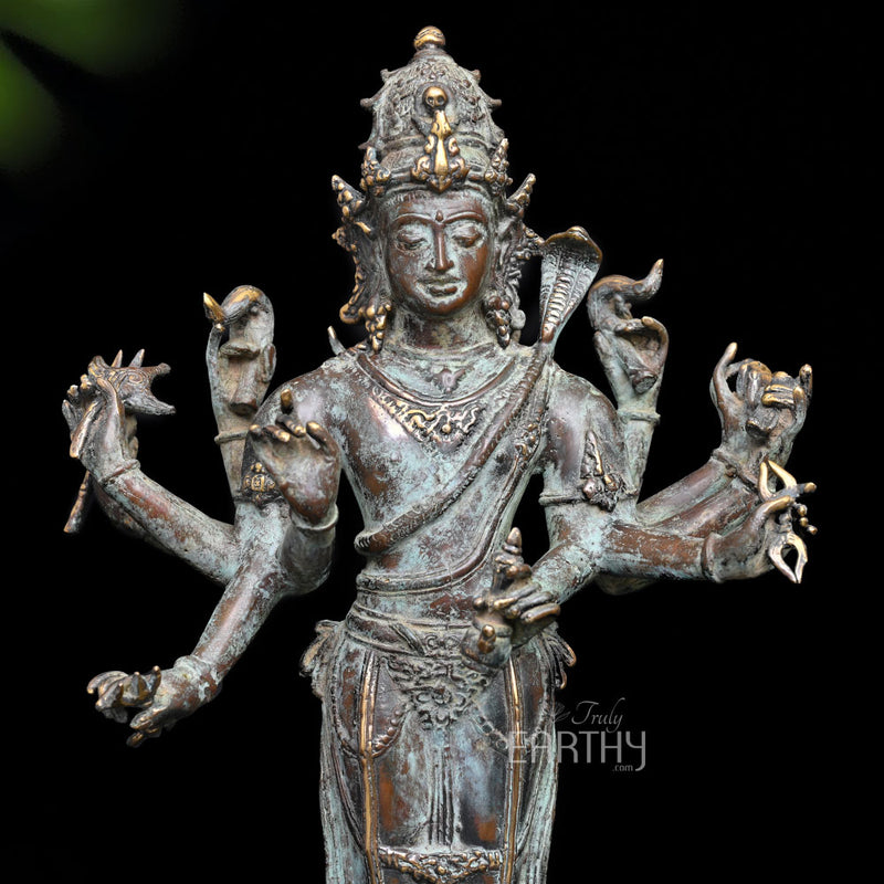 standing shiva statue, closeup angel