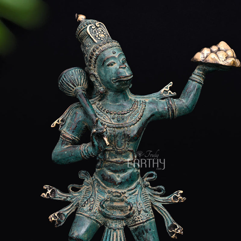 hanuman ji bronze statue, closeup angel