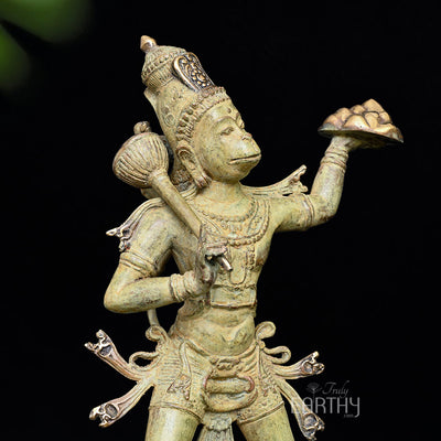 hanuman bronze sculpture, closeup angel