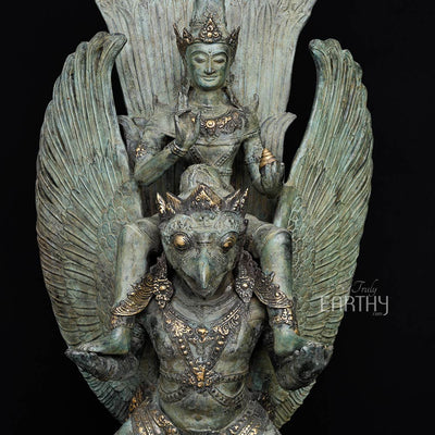 antique vishnu garuda sculpture, closeup angel