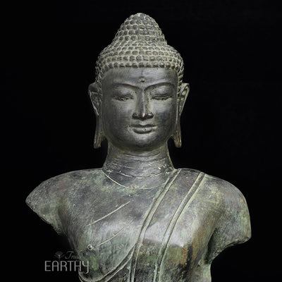 bronze buddha bust, closeup angel