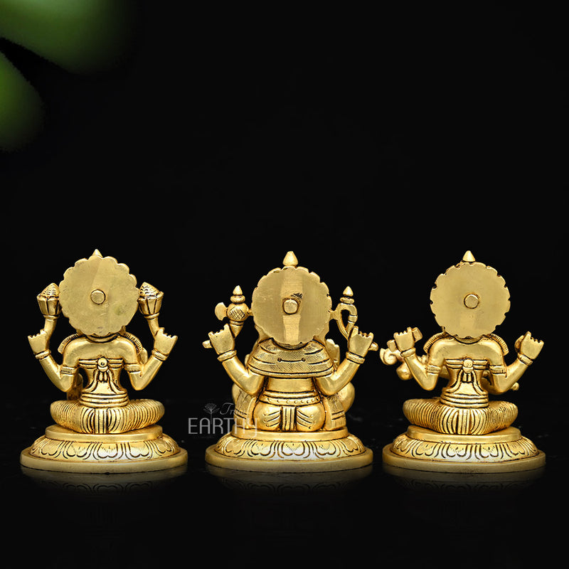 Fine Brass - Ganesha, Lakshmi & Saraswati Idol (Set of 3)