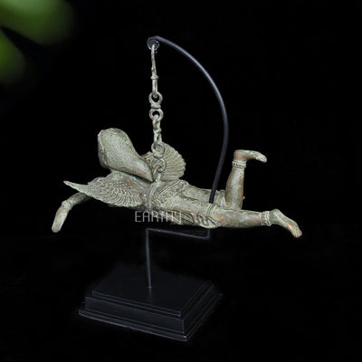 Flying Angel with Wooden Base / Bronze Sculpture