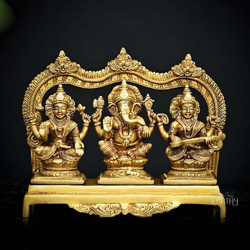 Lakshmi Ganesha Saraswati In Brass