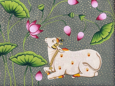 cow lotus painting, closeup 2