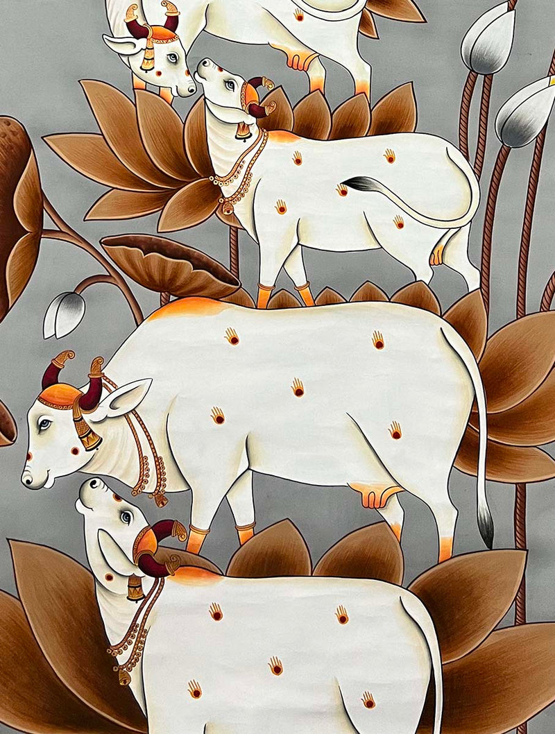 Cows Handmade Painting (Unframed)