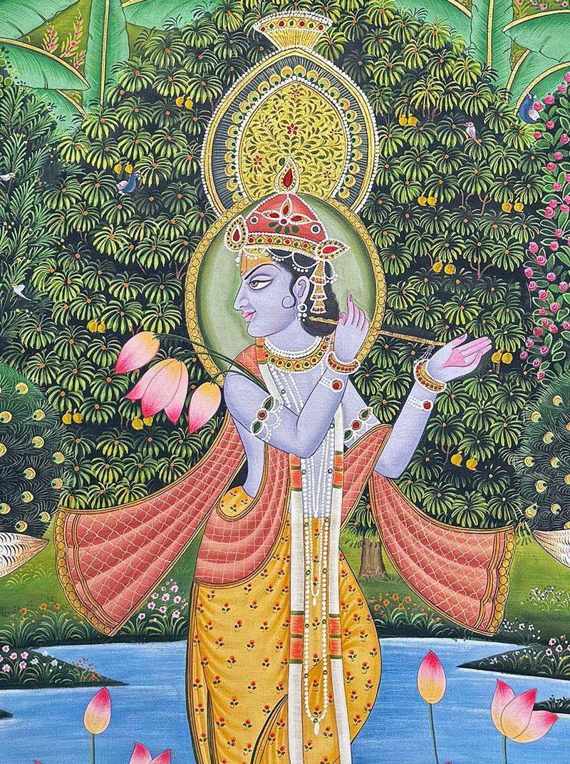 krishna painting, closeup