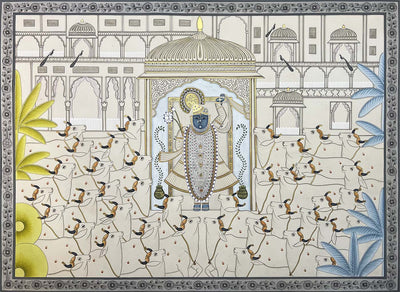 Magnificent Gopasthmi - Handmade Pichwai Painting (Unframed / 3 x 4 feet)