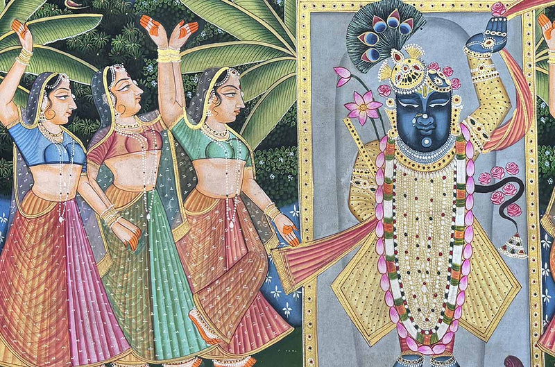 Sharad Purnima - Handmade Pichwai Painting (Unframed / 33.7 x 21.7 inches)