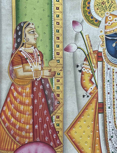 antique shrinathji painting, closeup 2