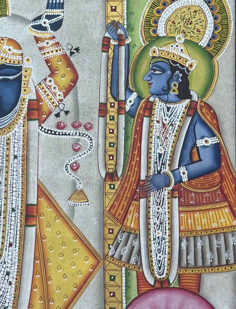 antique shrinathji painting, closeup 3