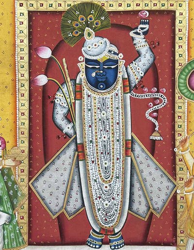 shrinathji shringaar painting, closeup angel