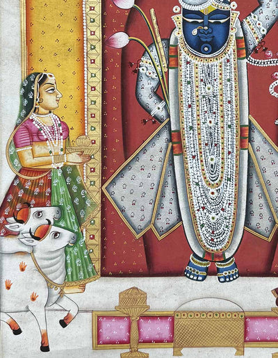 shrinathji shringaar painting, closeup angel 2