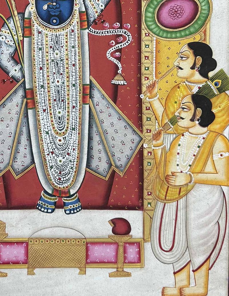 shrinathji shringaar painting, closeup angel  3