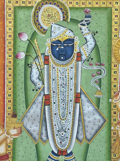 Shrinath Ji Rajbhog Darshan painting, closeup