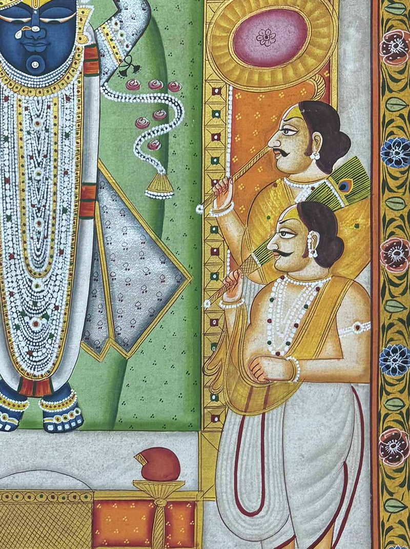 Shrinath Ji Rajbhog Darshan - Handmade Pichwai Painting (23.7 x 17.7 Inchest / Unframed)