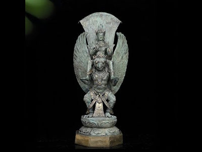 Lord Vishnu on the Shoulders of Garuda - Bronze Sculpture