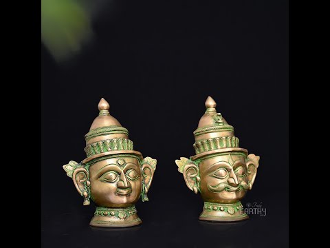 Brass Shiva & Gauri Mukhlingam Mask - Set of 2