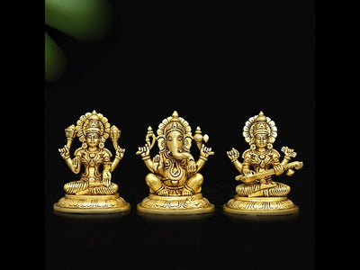 Fine Brass - Ganesha, Lakshmi & Saraswati Idol (Set of 3)