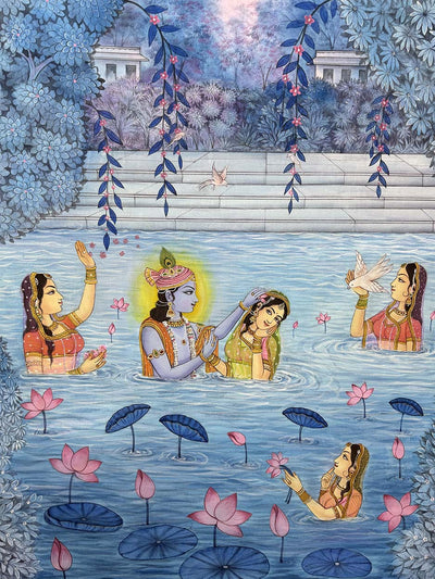 Radha Krishna - Handmade Pichwai Painting (Unframed / 52 x42 Inches)