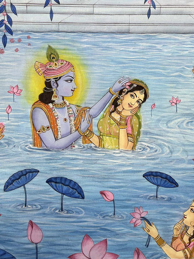 Radha Krishna - Handmade Pichwai Painting (Unframed / 52 x42 Inches)