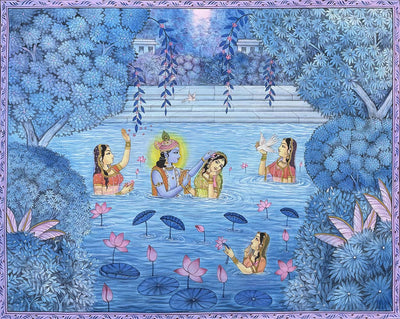 Radha Krishna - Handmade Pichwai Painting (Unframed / 52 x42 Inches)