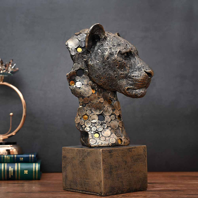 Handmade Leopard Head Statue