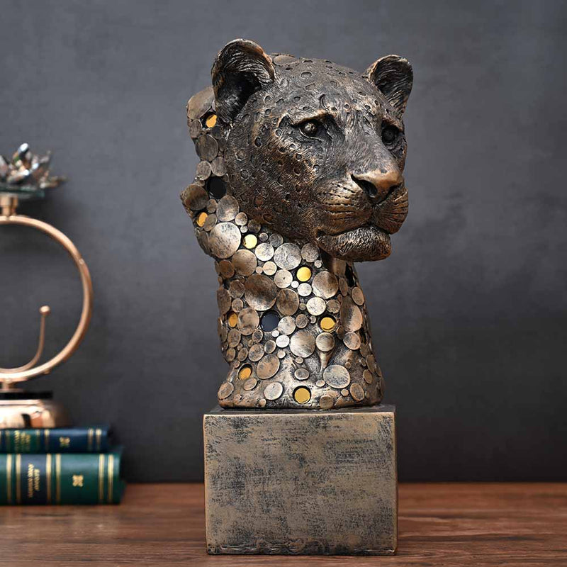 Handmade Leopard Head Statue